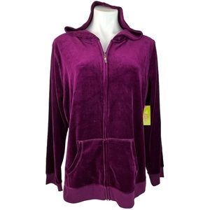 New MADE FOR LIFE Velour Hoodie Jacket XL French Wine